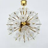 Val Saint Lambert crystal sputnik gold chandelier , 1960’s
