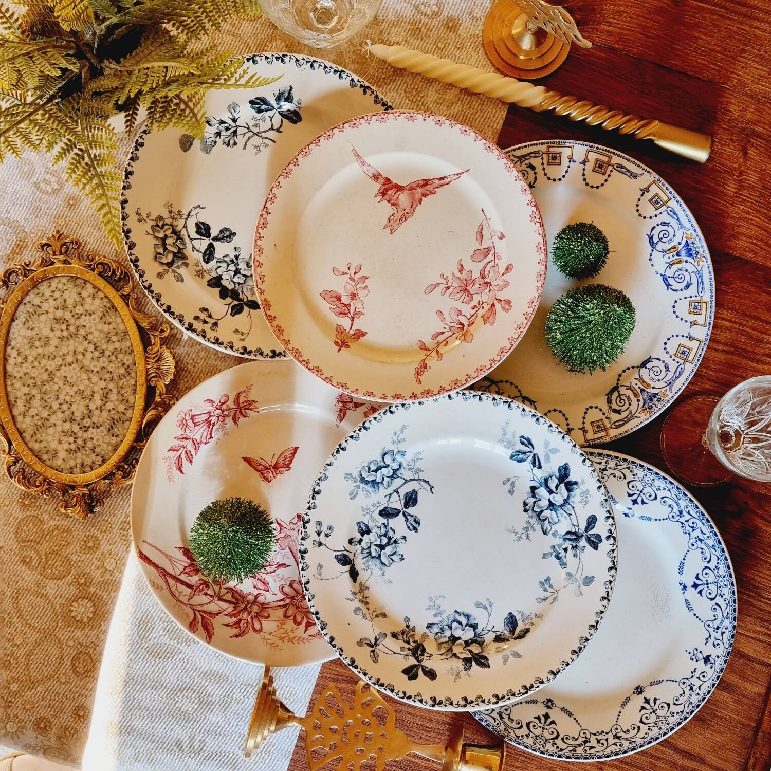 6 iron earth dessert plates lot 4