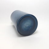 Vase double-layer glass roller vase blue 1980