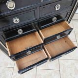 Commode Art Déco à 9 Tiroirs En Laque Et Bronze Nickelé