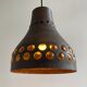 Mid Century caged glass & copper hanging lamp / pendant