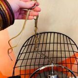 Vintage chrome metal chandelier 70' mid century design