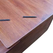 Vintage 1950s teak desk by designer Jacques Hauville.