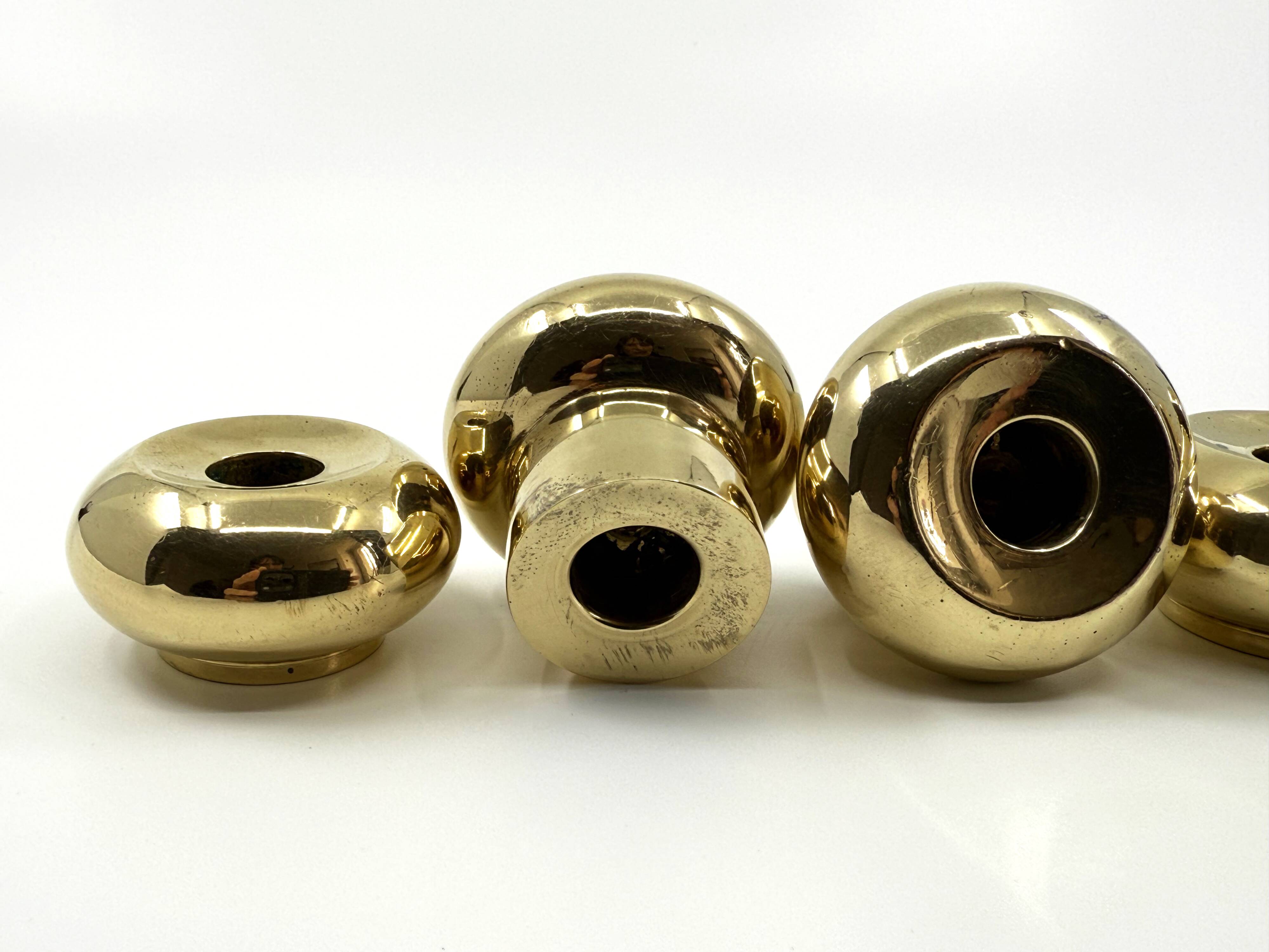 6 small brass candlesticks • Landskrona Mässing • Sweden • Circa 1978