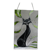 Vitrail chat – Style Tiffany fait main, panneau décoratif mural