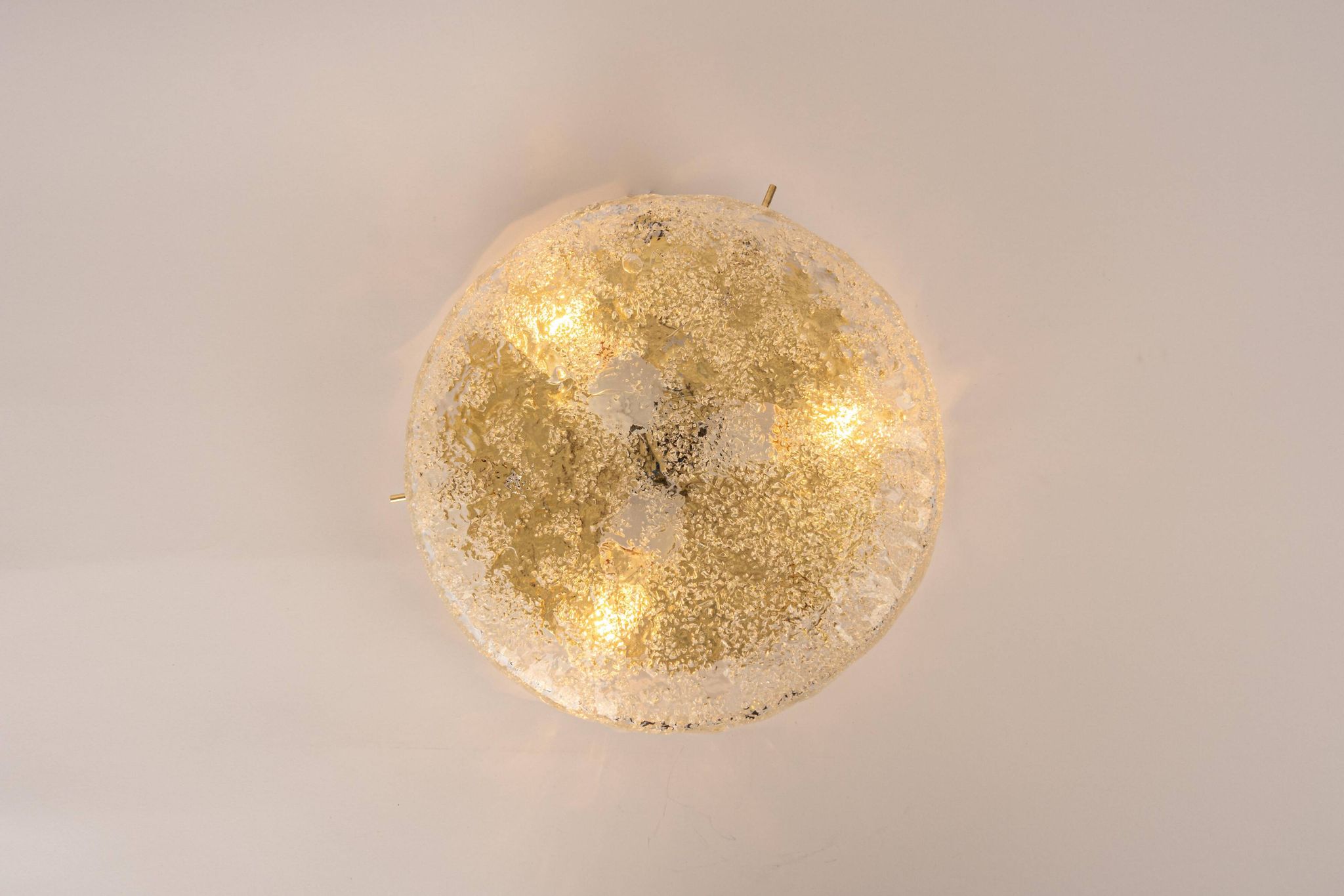 Large Murano glass ceiling lights by Hillebrand in brass, Germany, 1970s.