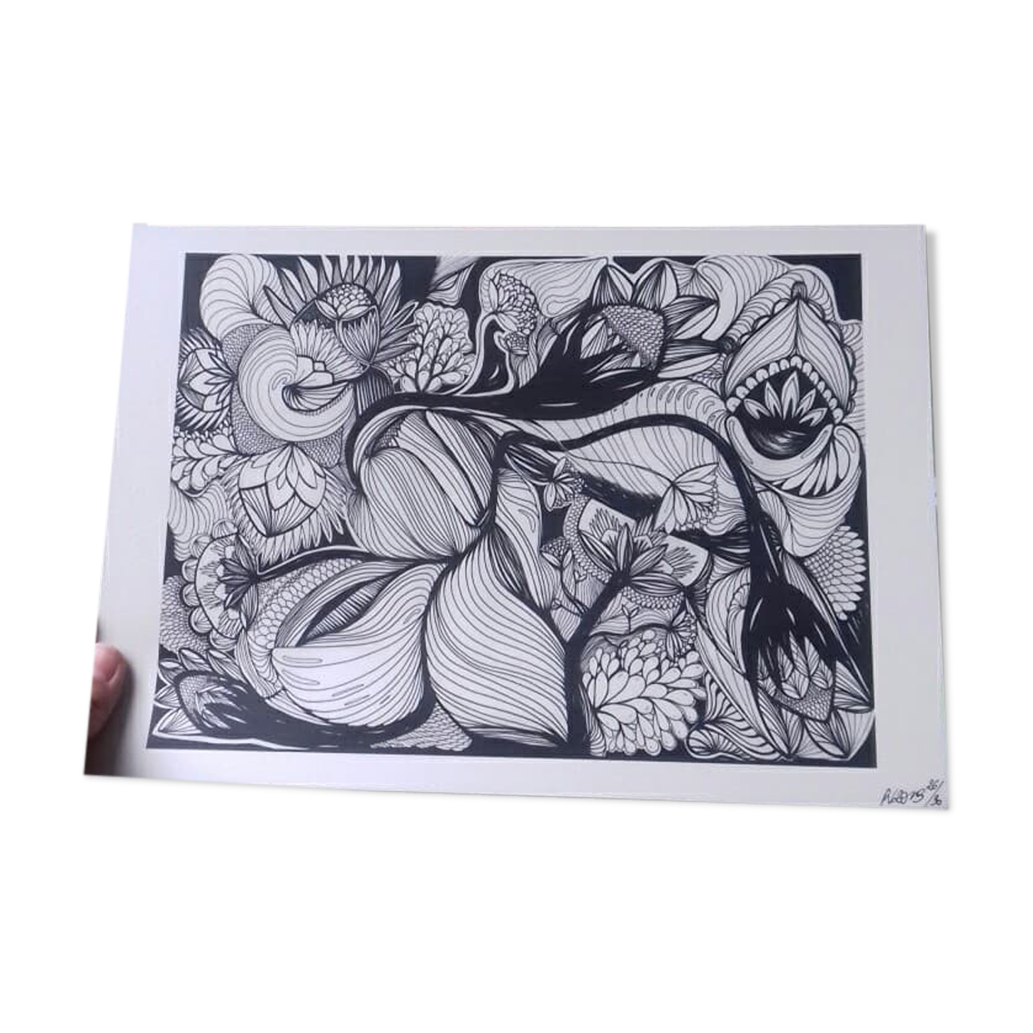 Black and white illustration ink "Ayana"