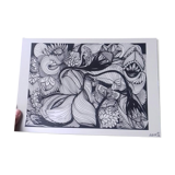 Illustration noir et blanc encre "Ayana"