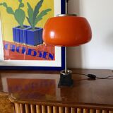 Oscar Torlasco, orange glass table / desk lamp, Prod. Lumi, 1960 ca.
