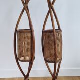 Pair vintage rattan lanterns