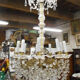 8-bulb string chandelier with crystal drops