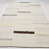 6x10 Brown&Beige Turkish Wool Kilim Rug,Handmade Vintage Rug,191x297Cm