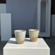 Set of 2 cups in Indonesian ceramic (brown & speckled glazed matte)