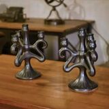 Pair of ceramic candlesticks, Sars-Poteries, 1950s