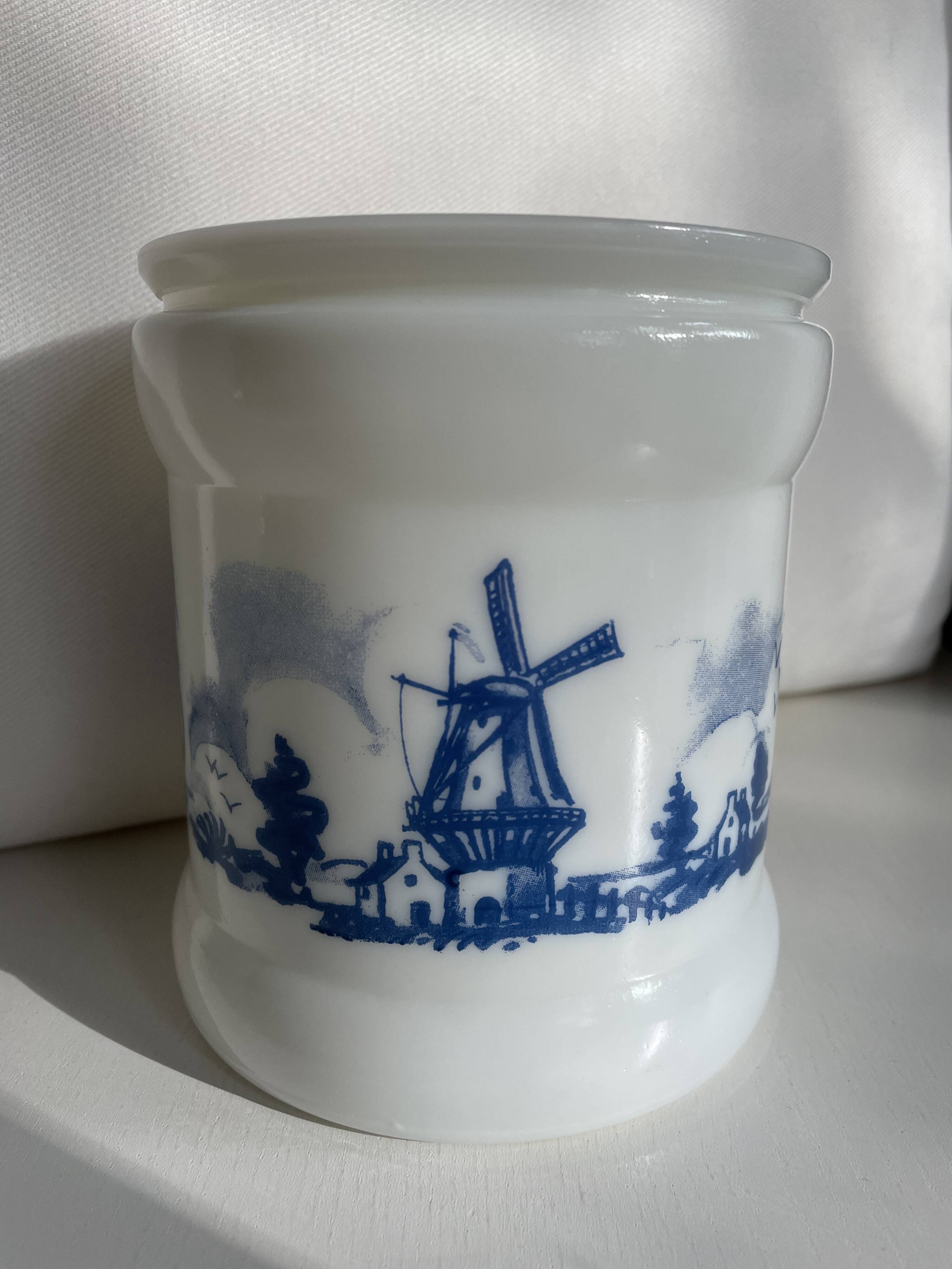 Pot à tabac opalin en verre de lait hollandais / Cave à cigares, Willem II Sigarenfabrieken Valkenswaard Holland