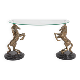 Italian design console with cast brass horses