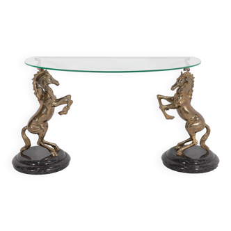 Italian design console with cast brass horses