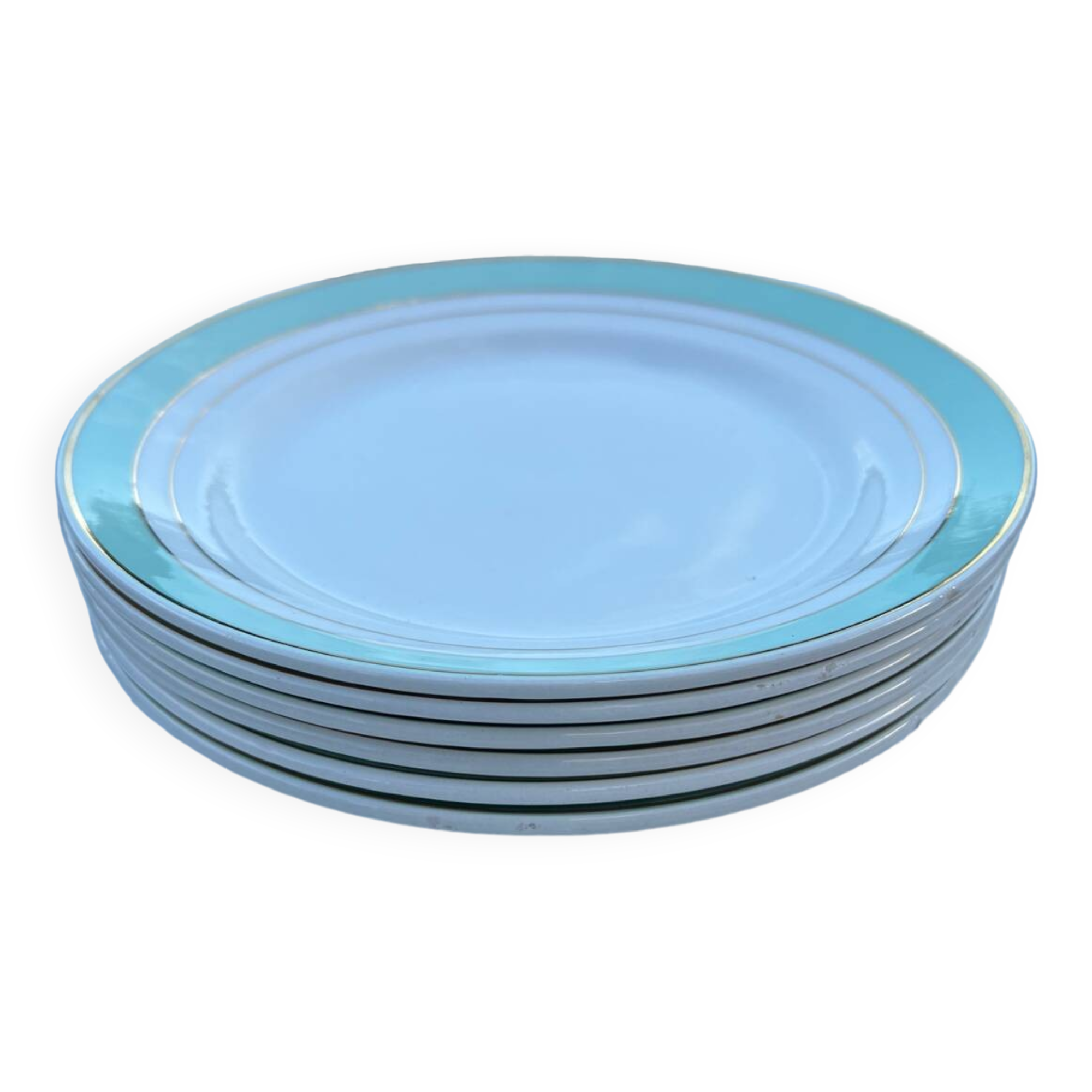 Set of 6 porcelain demi-porcelain plates K&G Lunéville model Épinay