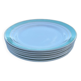 Set of 6 porcelain demi-porcelain plates K&G Lunéville model Épinay