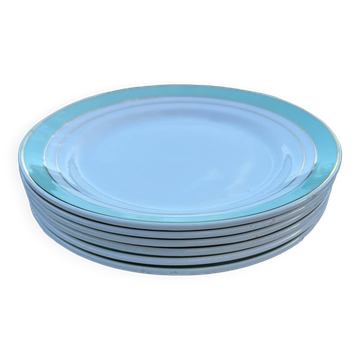 Set of 6 porcelain demi-porcelain plates K&G Lunéville model Épinay