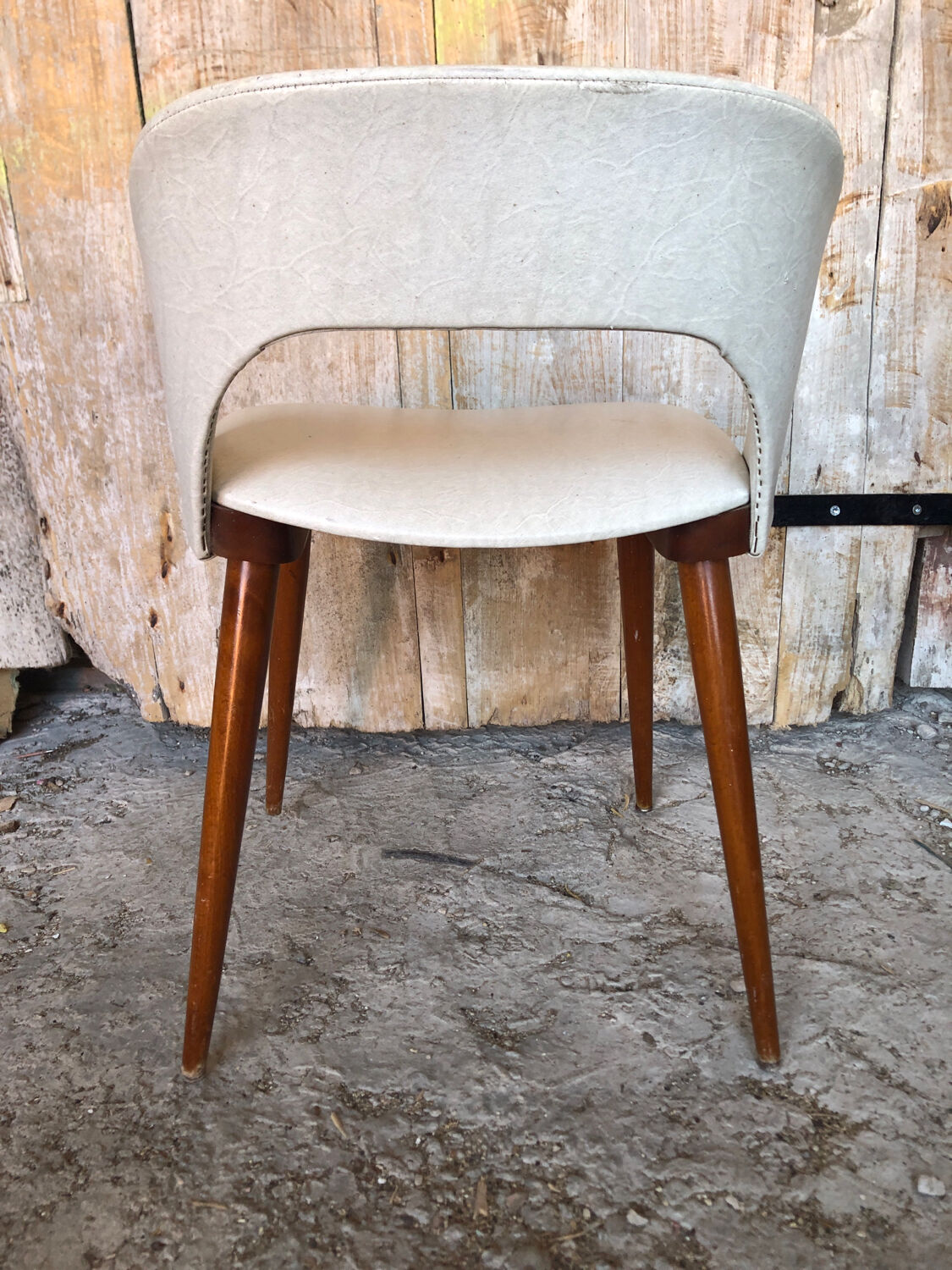 Scandinavian armchair skai white compass wooden vintage