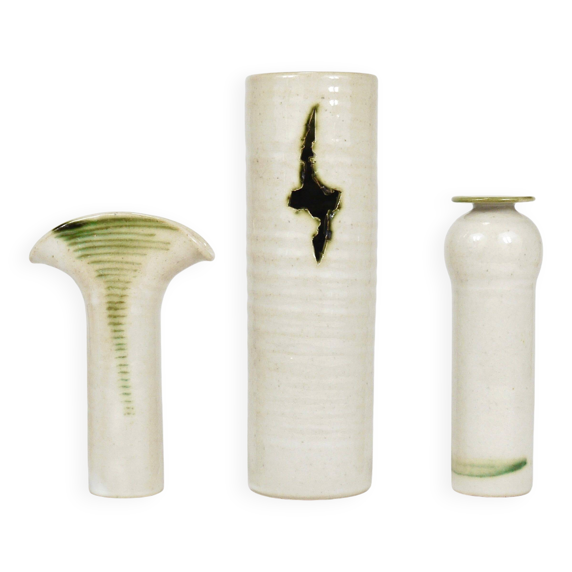 Piet Knepper 3 studio vases in ceramic by Mobach, Netherlands, 1970s