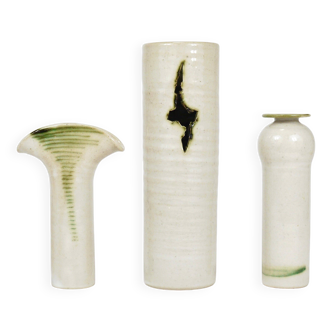 Piet Knepper 3 studio vases in ceramic by Mobach, Netherlands, 1970s