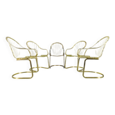 Ensemble de 5 chaises de salle à manger en laiton Gastone Rinaldi pour Rima, Italie, années 1970.