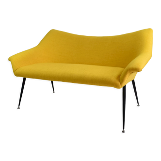 Vintage two-seater Sofa, German Democratic Republic, yellow,  1960