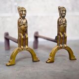 Paire de chenets en bronze Anton Prinner 1930