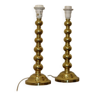 Pair of Mid Century Swedish Brass Lamps