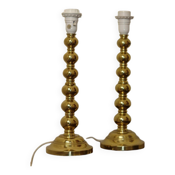 Paire de lampes suédoises en laiton du milieu du siècle