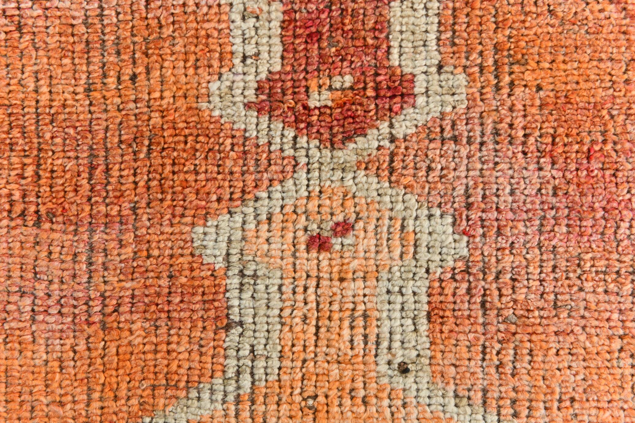 3x10 Pastel Orange Turkish Runner Rug, 102x304Cm