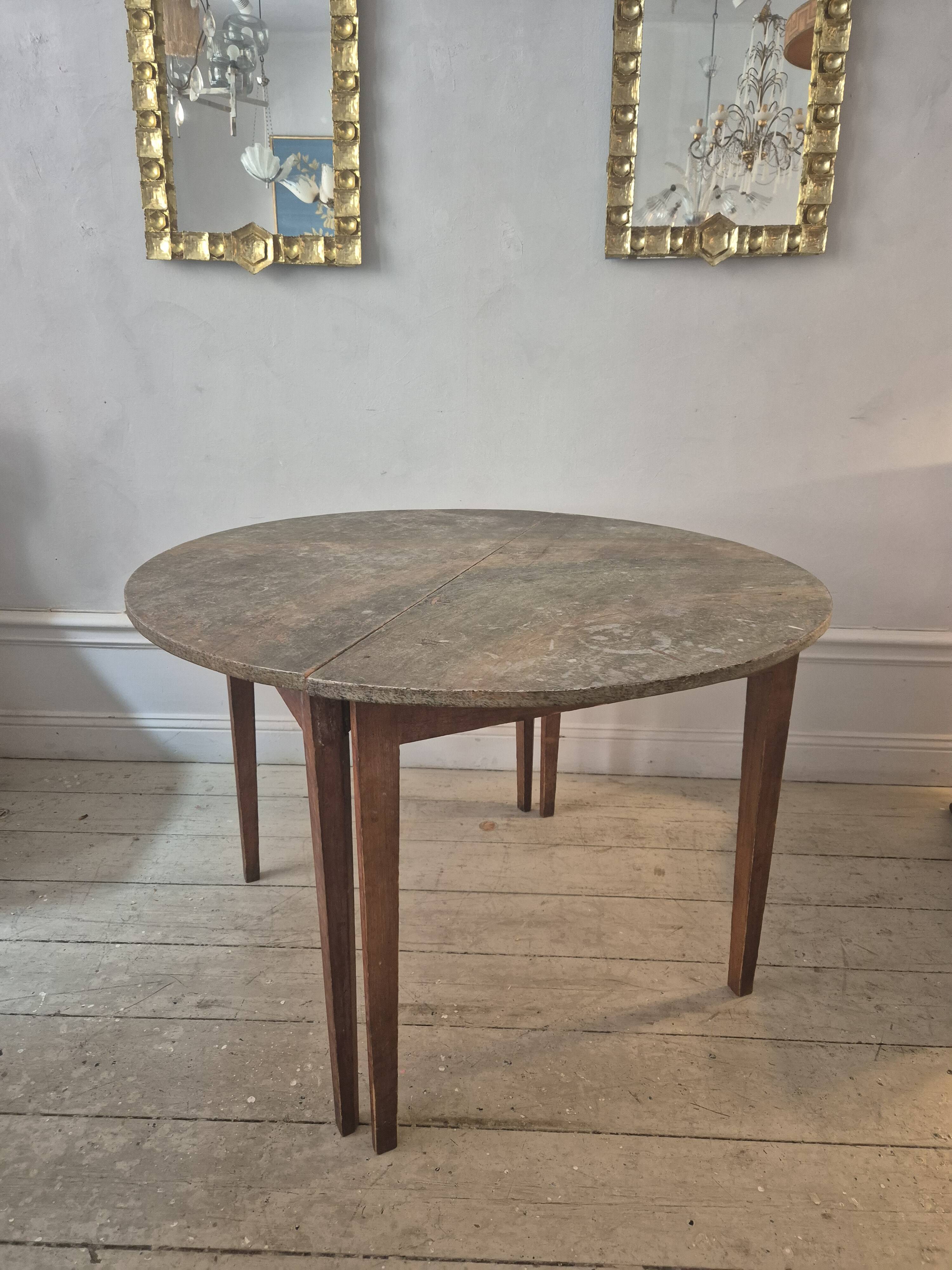 Half-moon tables with original marbled tops, Swedish provincial style Allmoge, 1860s