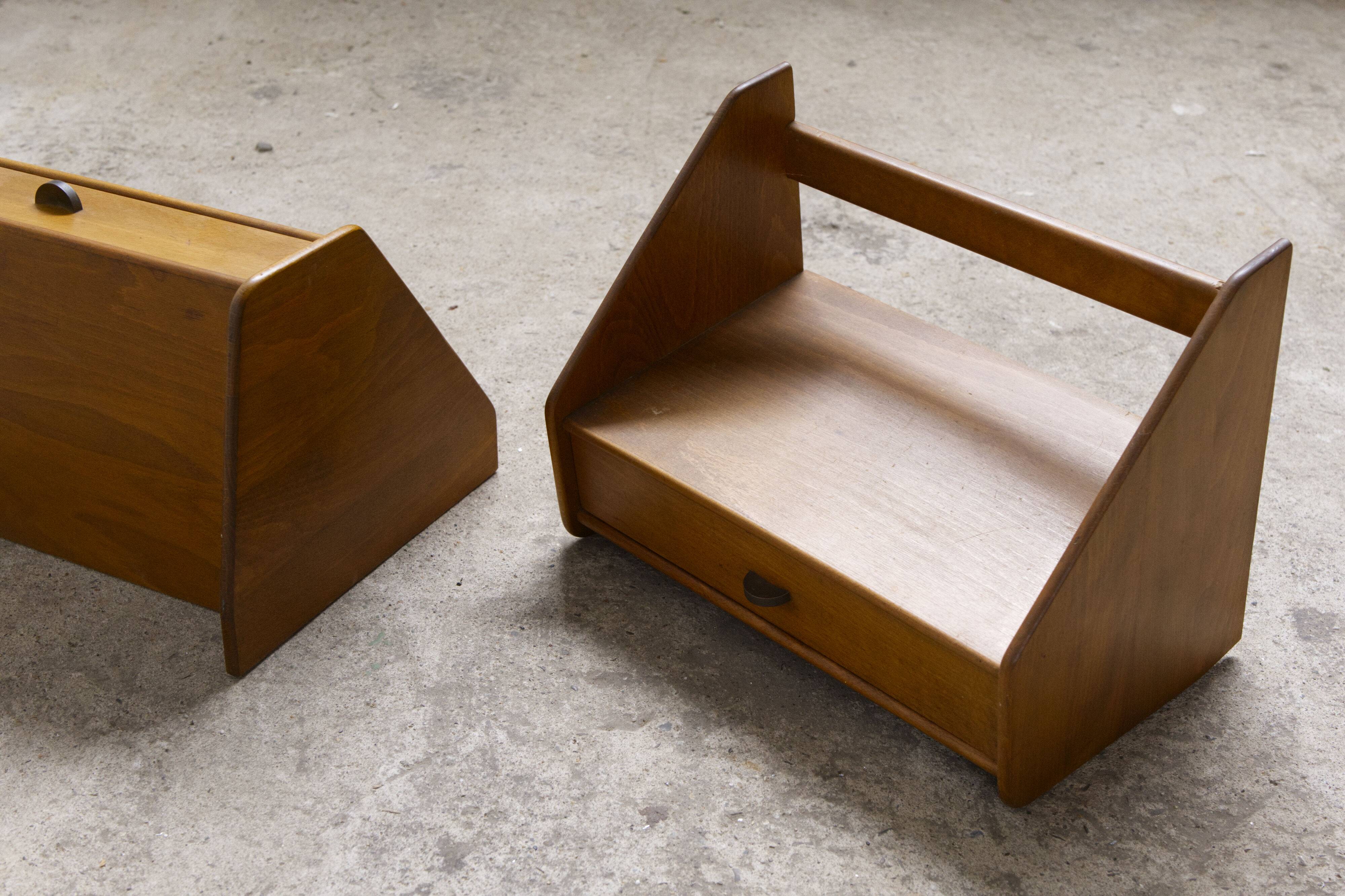 2x wall mounted mid century night stands