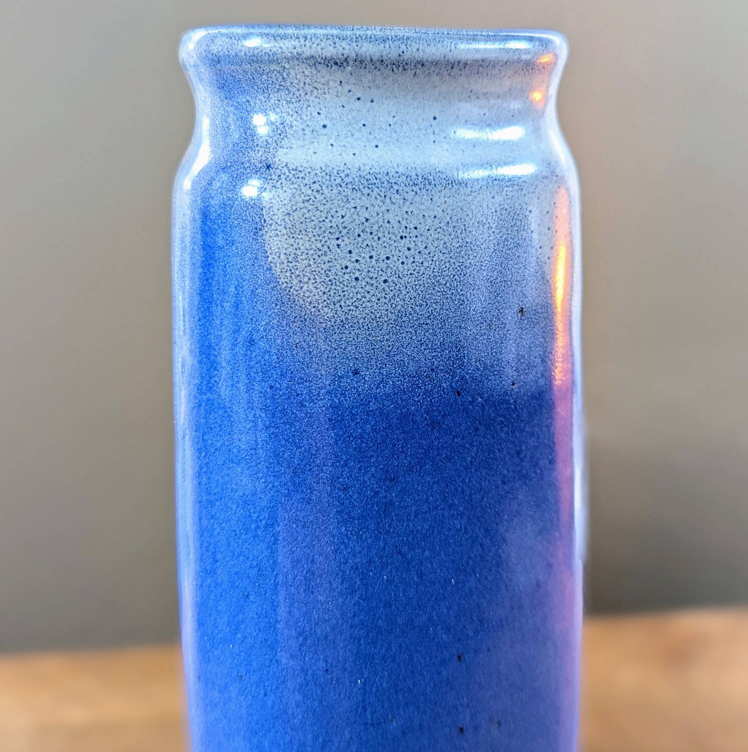 Vase Marty Lezoux en grès vernissé bleu et gris