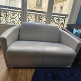 3 seater sofa, 2 seater and an armchair in grey leather Very thick Calia Italia