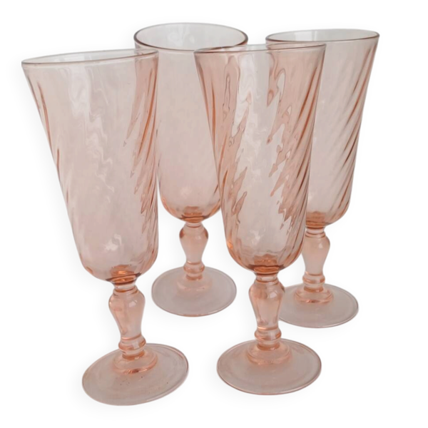 Flûtes en verre rose Rosaline