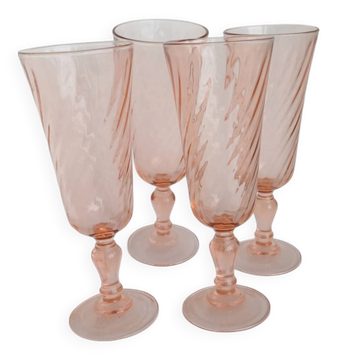 Pink glass flutes Rosaline