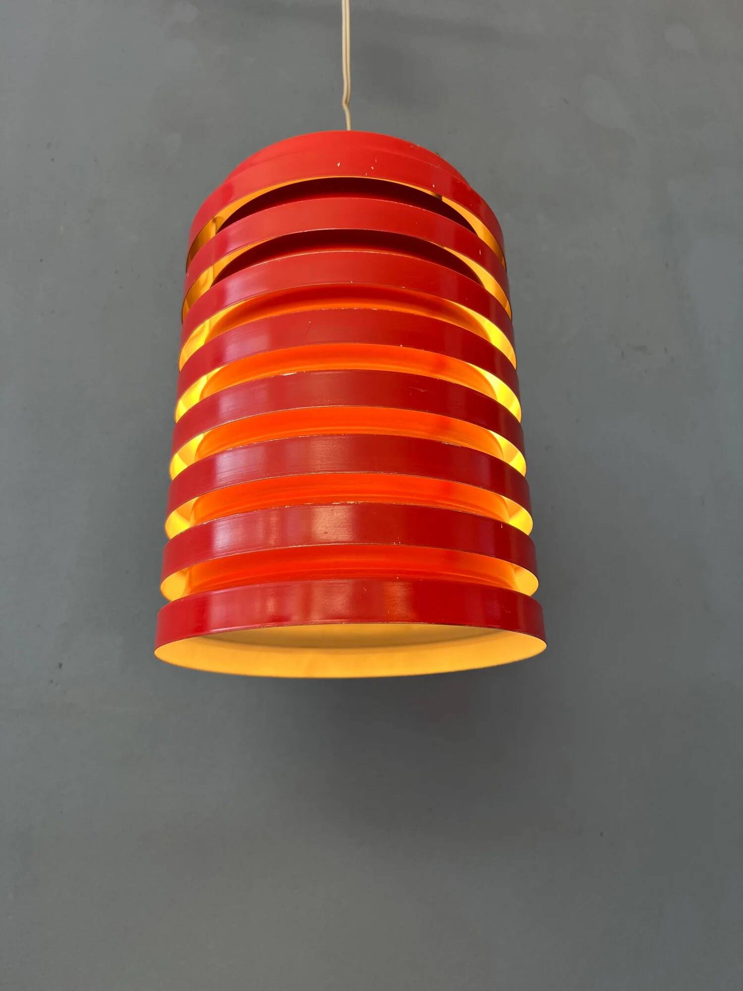 Vintage red Danish mid-century pendant lamp