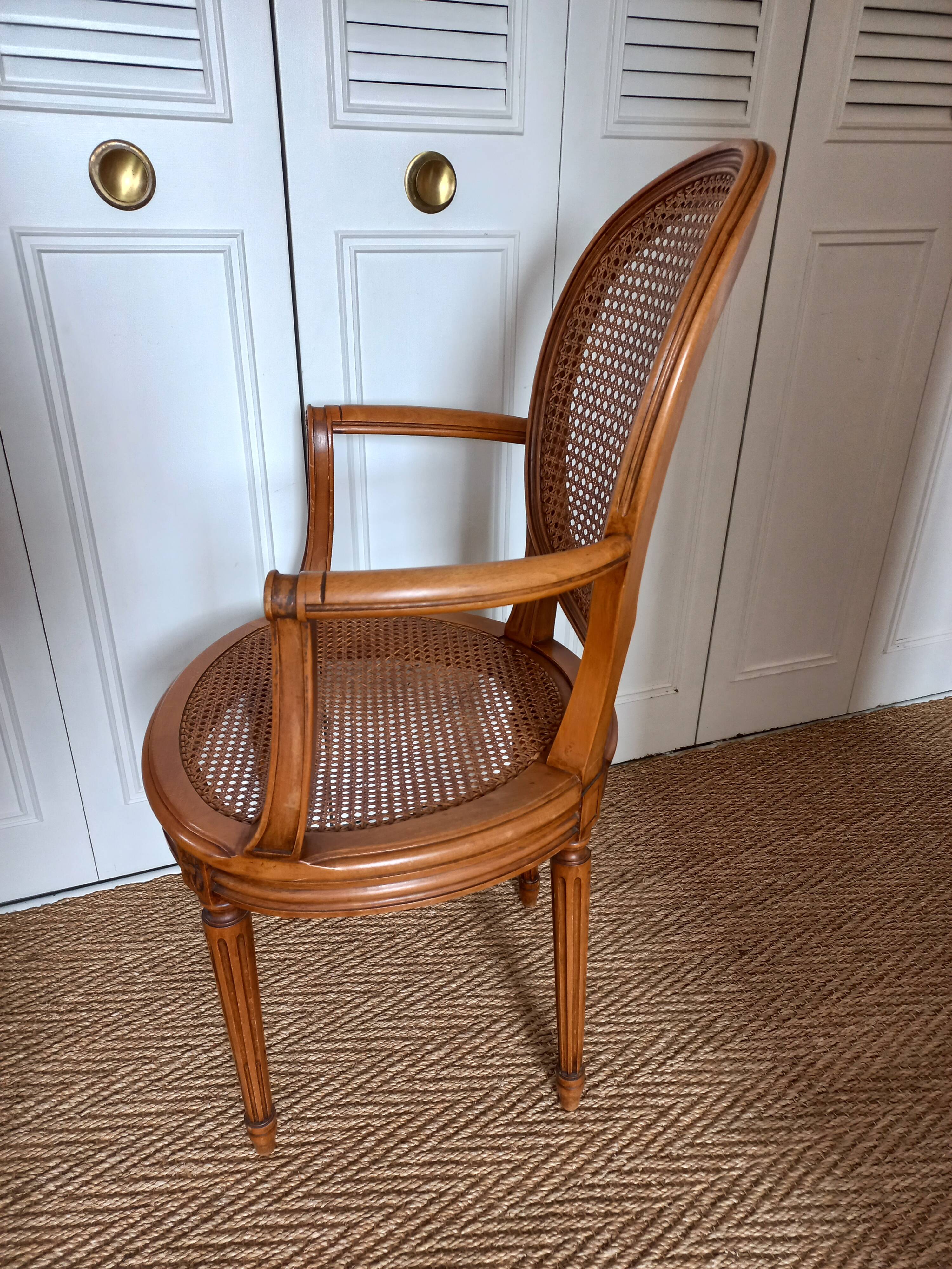 Canned medallion armchair in Louis XVI style