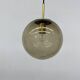 Suspension boule en laiton et verre fumé de Limburg Glashütte, années 1970