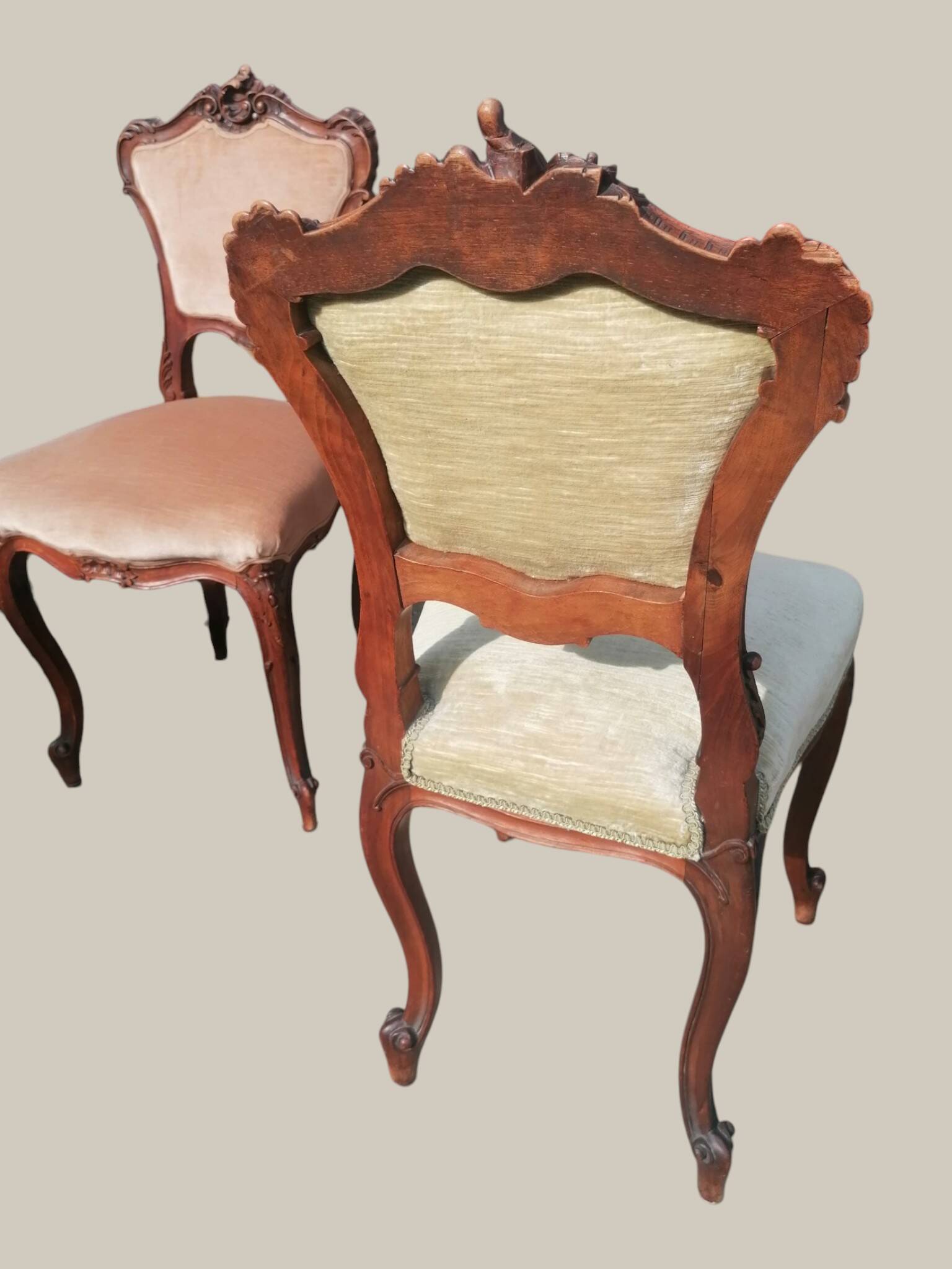 Salon Rocaille / Rococo - 2 fauteuils & 2 chaises - Noyer XIXe