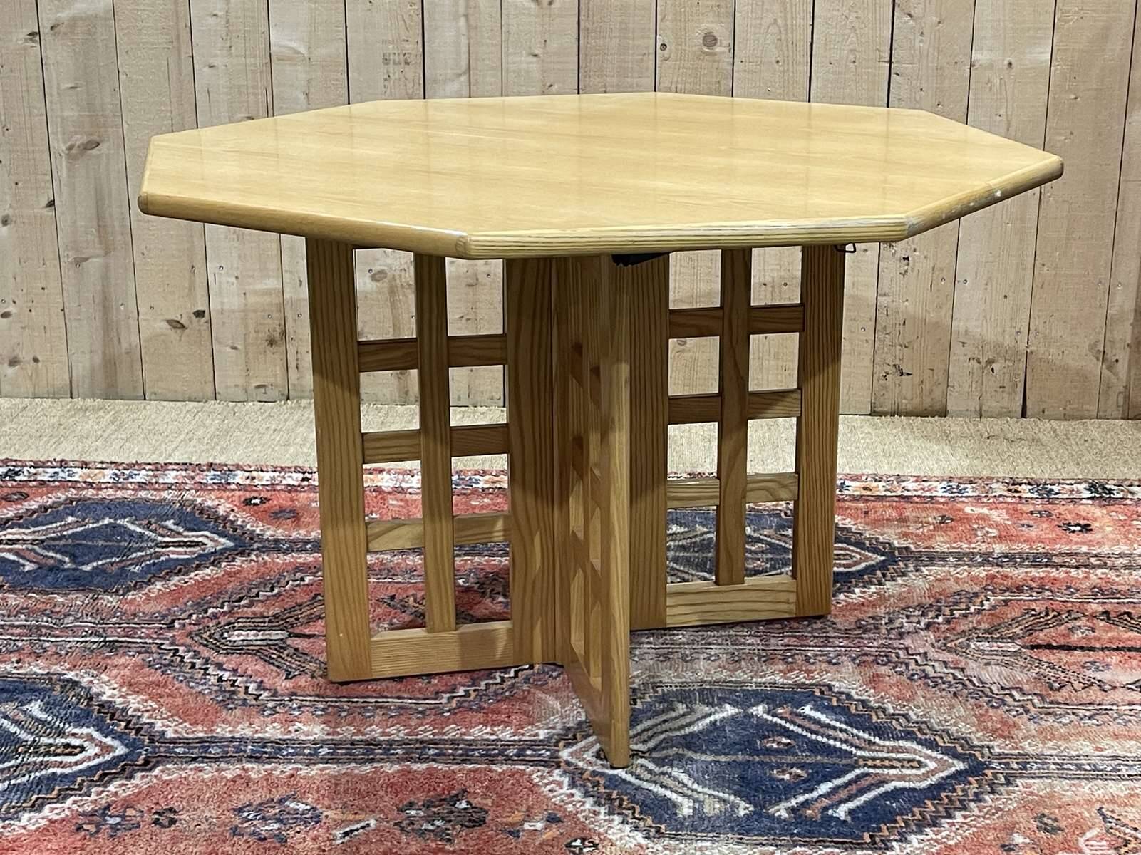 Table de salle à manger anglaise en chêne des années 1970 avec 2 allonges