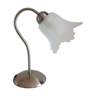 Bedside lamp in metal and frosted glass art deco style