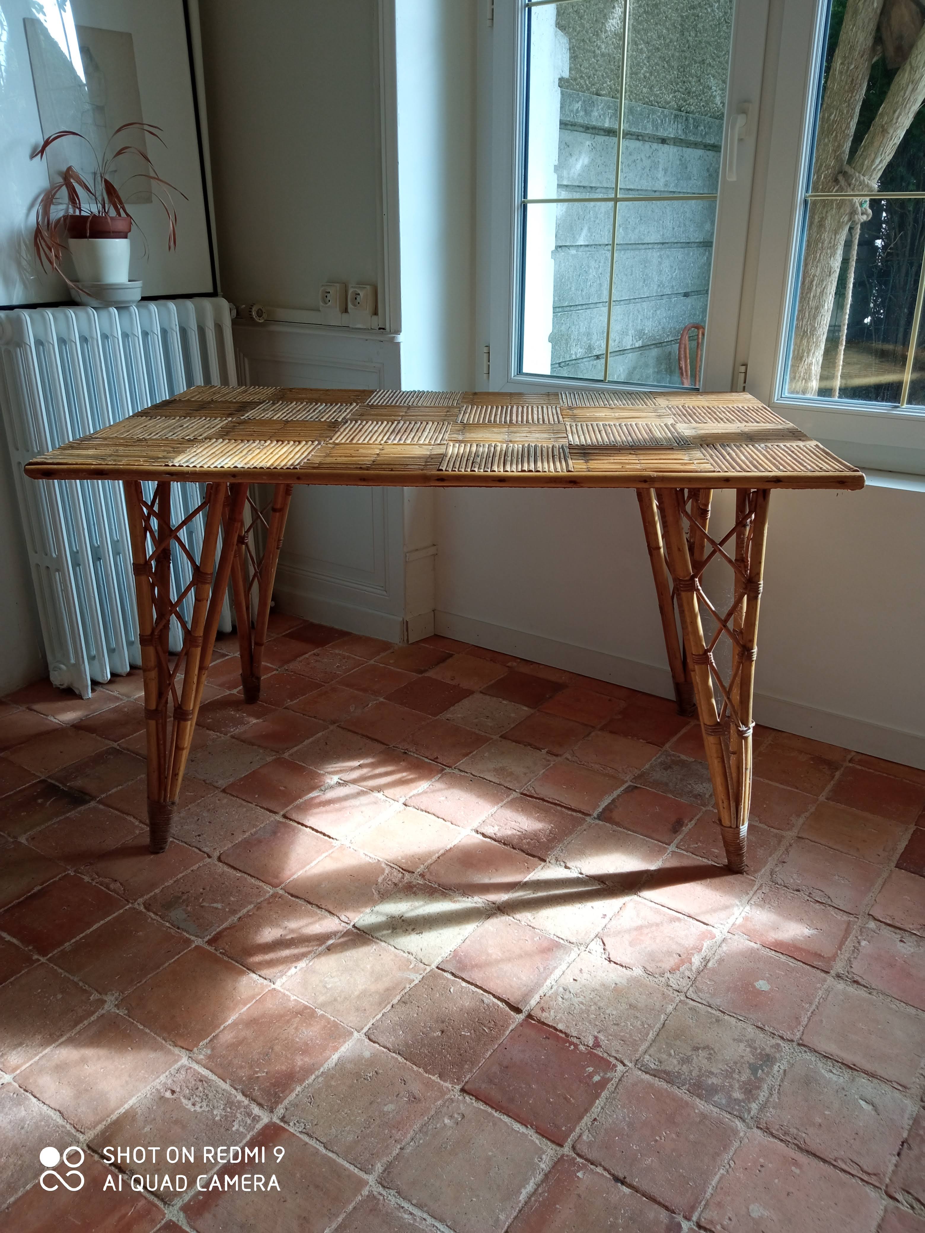 Vintage rattan dining table