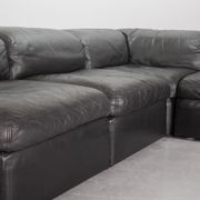 Durlet 'Jeep' Modular Sofa in Anthracite Grey Leather, Belgium 1970s