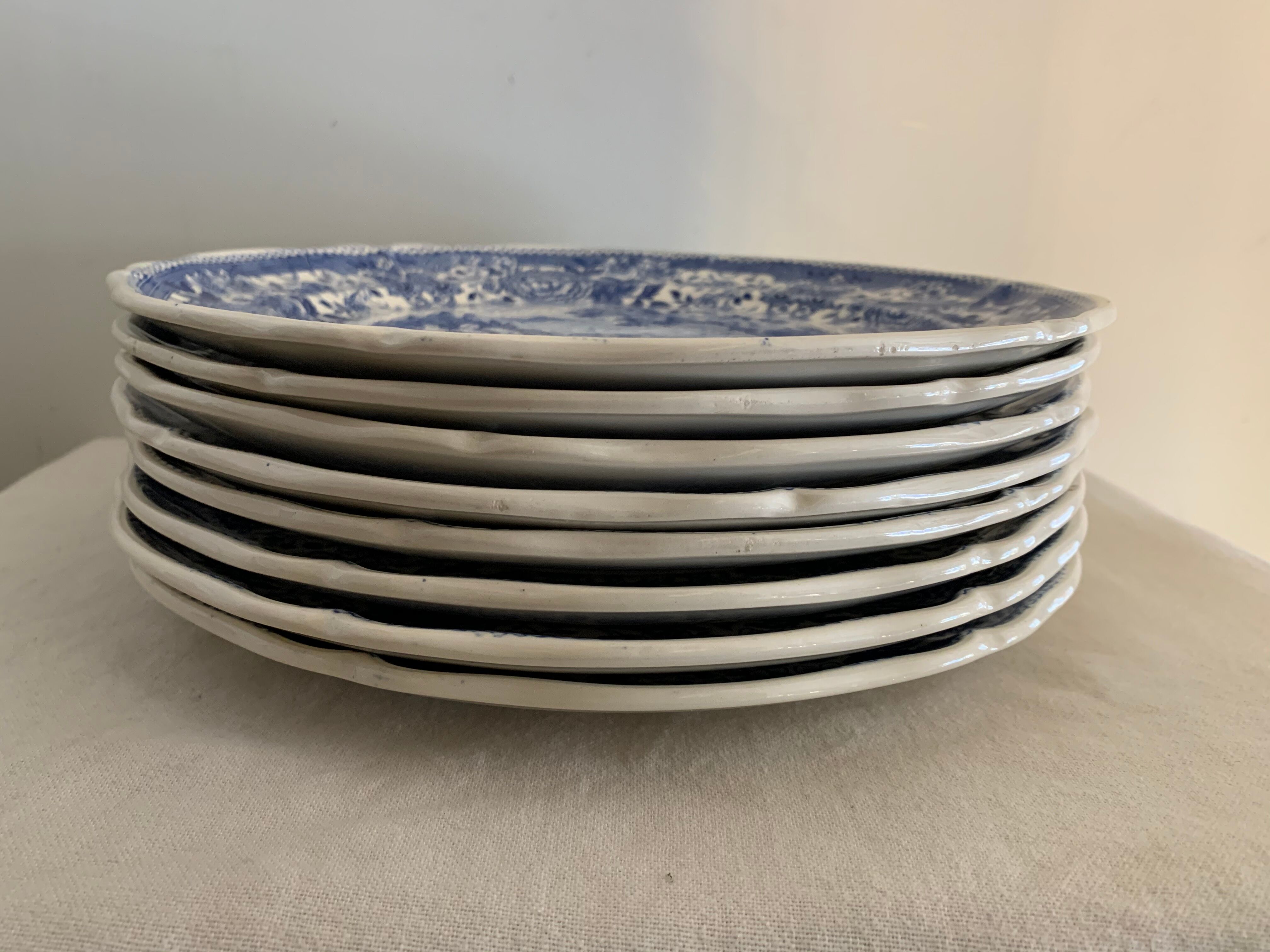 10 assiettes plates bleues Villeroy et Boch modèle Burgenland 1950