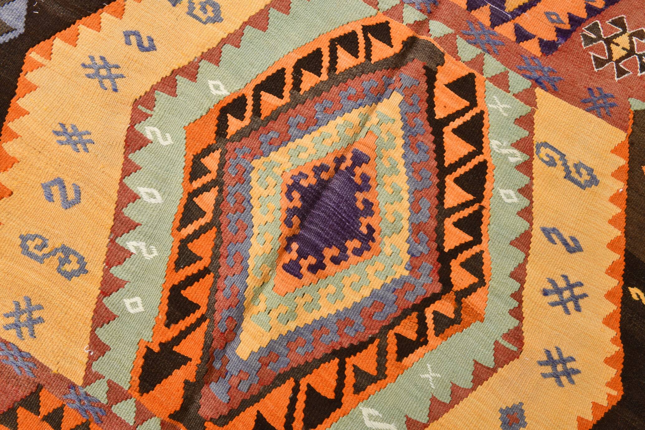 Red & Green Wide Turkish Runner Rug, 163x169cm