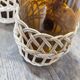 Carafe and glasses in amber glass and rattan